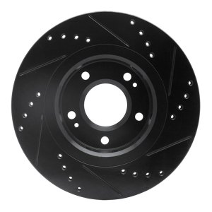 Mitsubishi Lancer Brake Rotor (1) - Front Left - R1 Concepts - Drilled & Slotted - Black - `09-`15